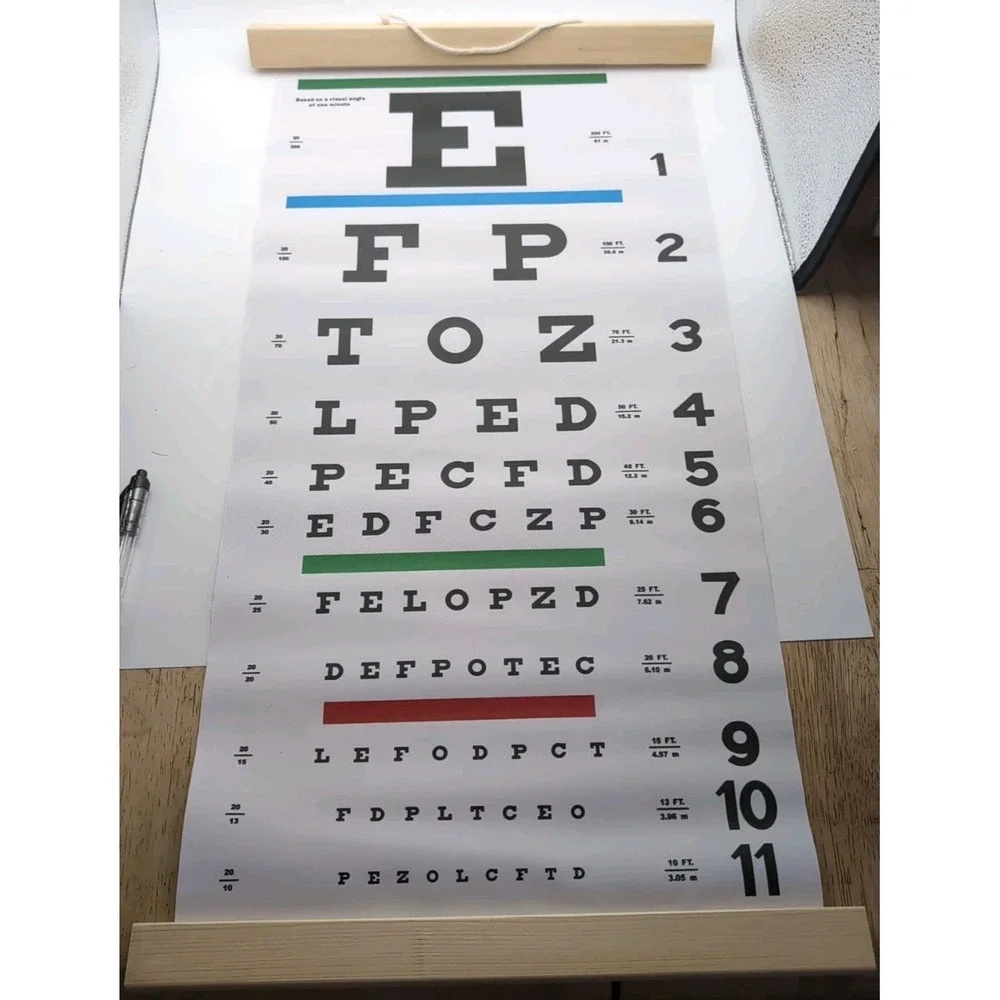 Eye Charts‎ for Eye Exams 20 Feet Snellen Eye Chart with Wooden Frame Chart Only